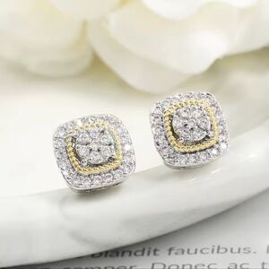 Premium quality  Luxury Silver And Gold Tones Zircon Stud Earrings